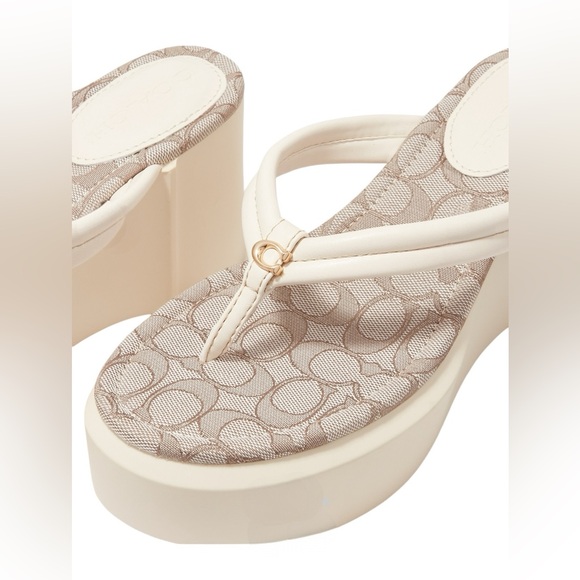NWT COACH Franki Platform Flip Flops Chalk 9B - Picture 4 of 7